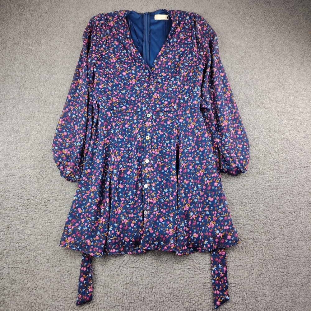 Altard State Mini Dress Purple‎ Floral Lined Waist tie Size Small Women's Boho